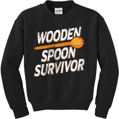 Funny Retro Vintage Wooden Spoon Survivor Kids Sweatshirt