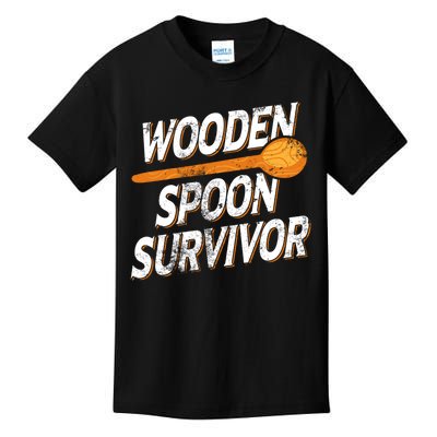 Funny Retro Vintage Wooden Spoon Survivor Kids T-Shirt