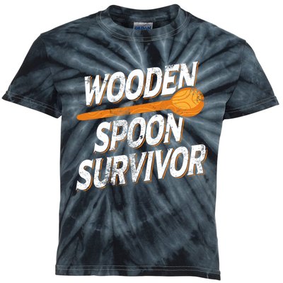 Funny Retro Vintage Wooden Spoon Survivor Kids Tie-Dye T-Shirt