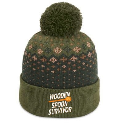 Funny Retro Vintage Wooden Spoon Survivor The Baniff Cuffed Pom Beanie