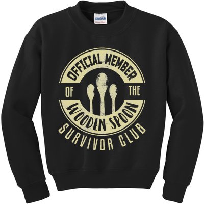 Funny Retro Vintage Wooden Spoon Survivor Kids Sweatshirt