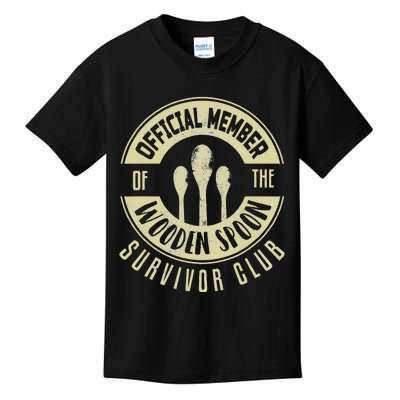 Funny Retro Vintage Wooden Spoon Survivor Kids T-Shirt