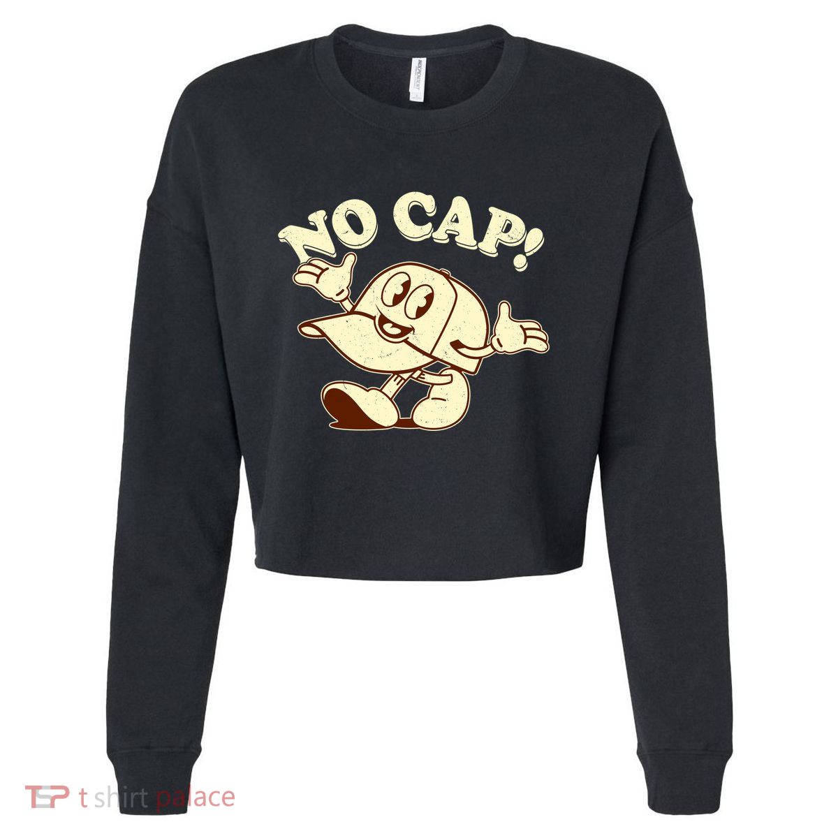 Funny Retro Vintage Cartoon No Cap Cropped Pullover Crew