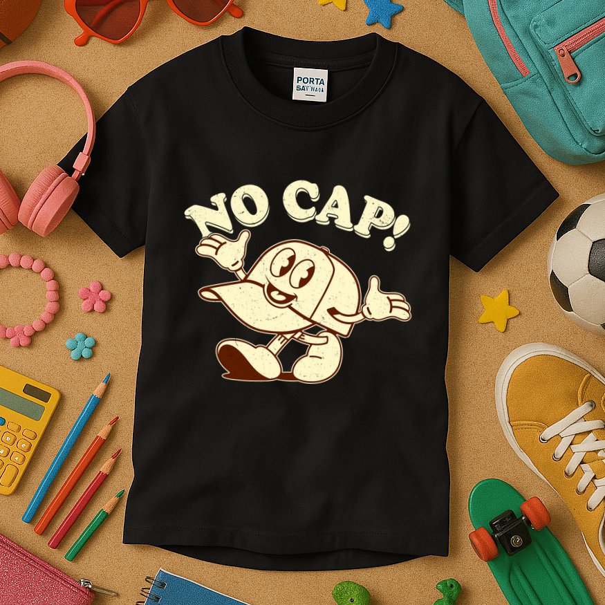 Funny Retro Vintage Cartoon No Cap Kids T-Shirt