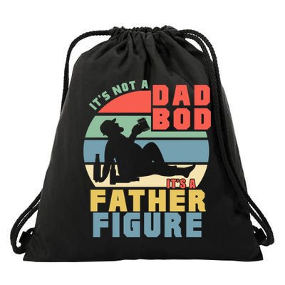 Funny Retro Vintage Its Not A Dad Bod Its A Father Figure Gift Drawstring Bag