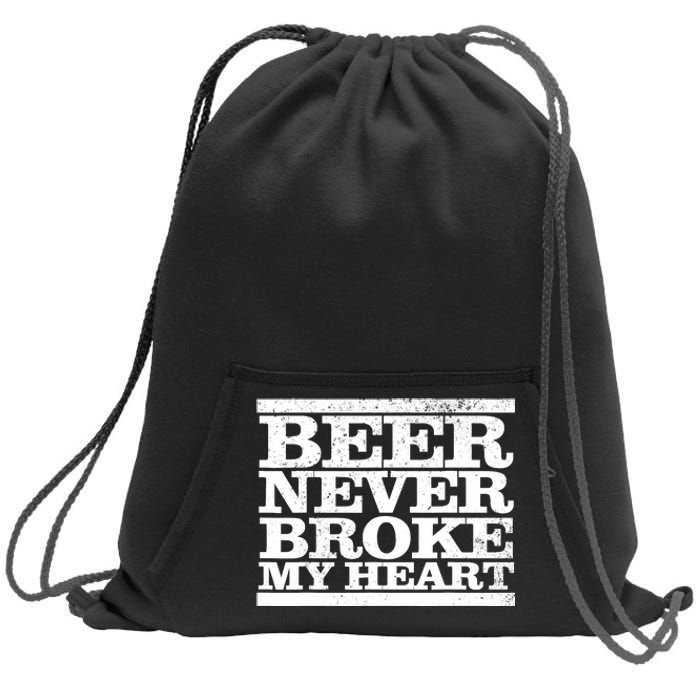 Funny Retro Vintage Beer Never Broke My Heart Beer Gifts Sweatshirt Cinch Pack Bag