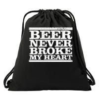 Funny Retro Vintage Beer Never Broke My Heart Beer Gifts Drawstring Bag