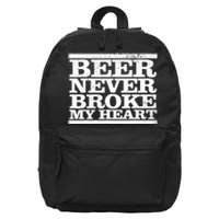 Funny Retro Vintage Beer Never Broke My Heart Beer Gifts 16 in Basic Backpack