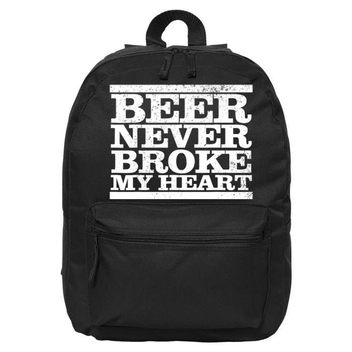 Funny Retro Vintage Beer Never Broke My Heart Beer Gifts 16 in Basic Backpack