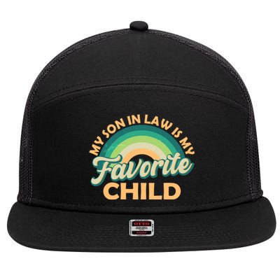 Funny Retro Vintage My Son In Law Is My Favorite Child 7 Panel Mesh Trucker Snapback Hat