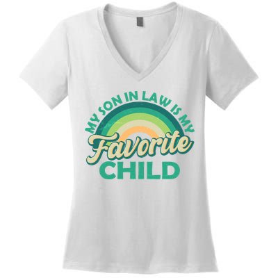 Funny Retro Vintage My Son In Law Is My Favorite Child Women's V-Neck T-Shirt