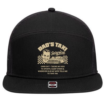 Funny Retro Vintage Dad's Taxi Service 7 Panel Mesh Trucker Snapback Hat