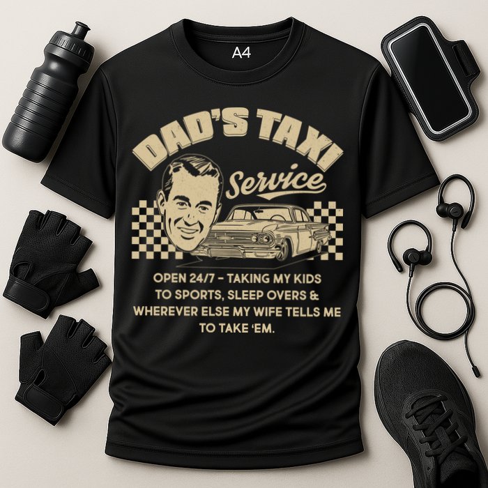 Funny Retro Vintage Dad's Taxi Service Performance Shirt