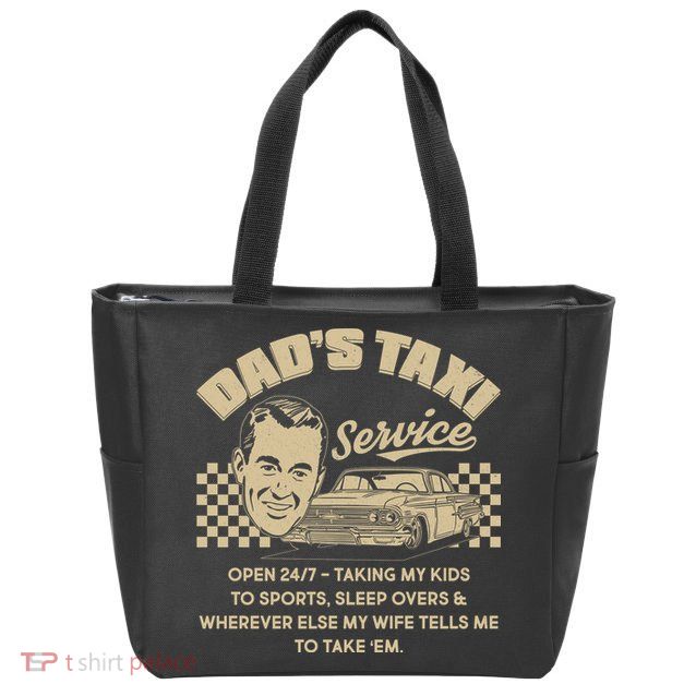 Funny Retro Vintage Dad's Taxi Service Zip Tote Bag