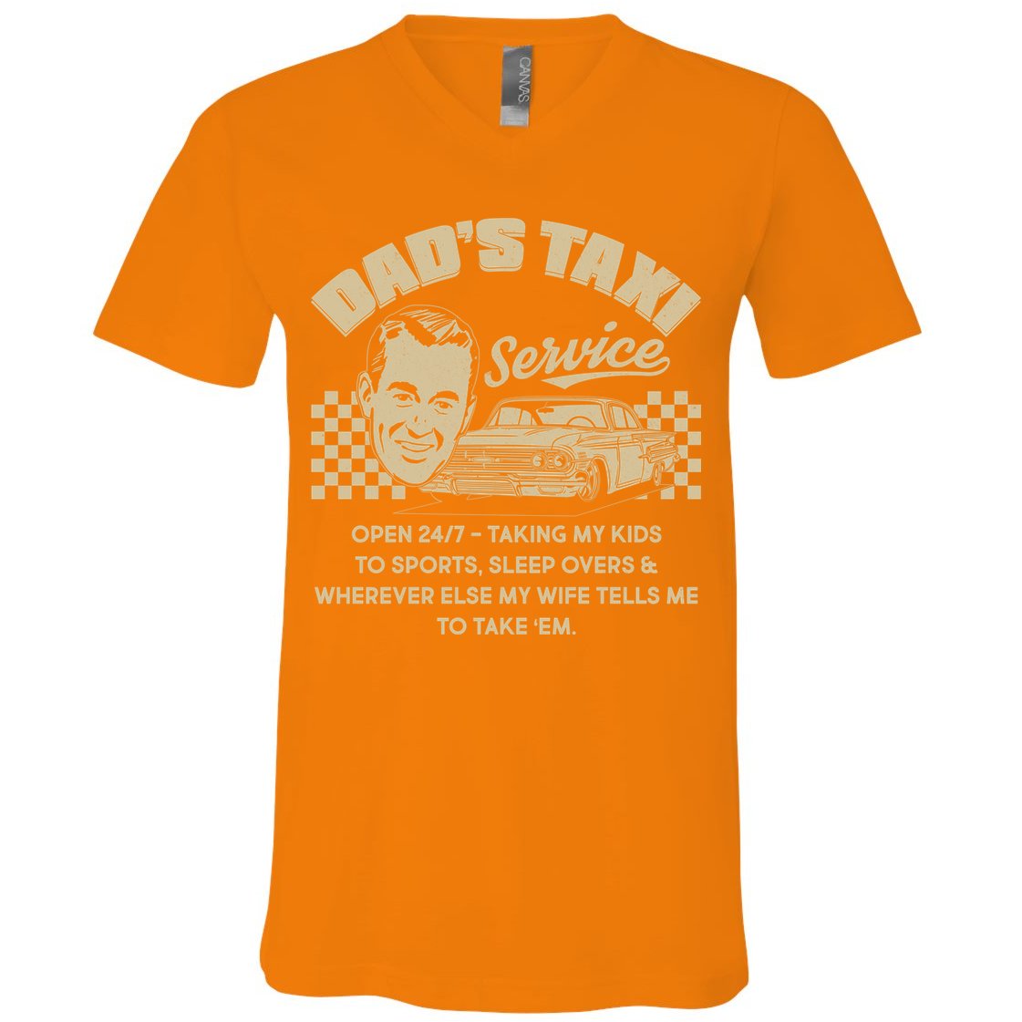 Funny Retro Vintage Dad's Taxi Service V-Neck T-Shirt