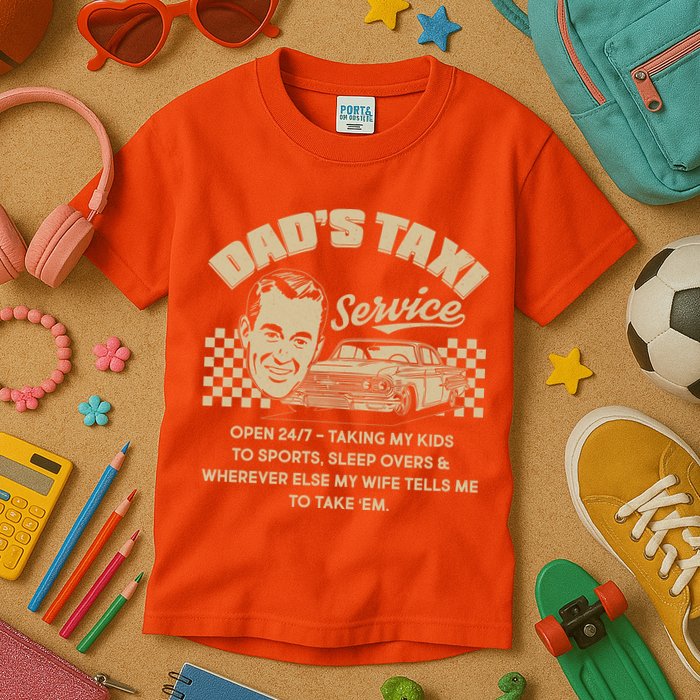 Funny Retro Vintage Dad's Taxi Service Kids T-Shirt