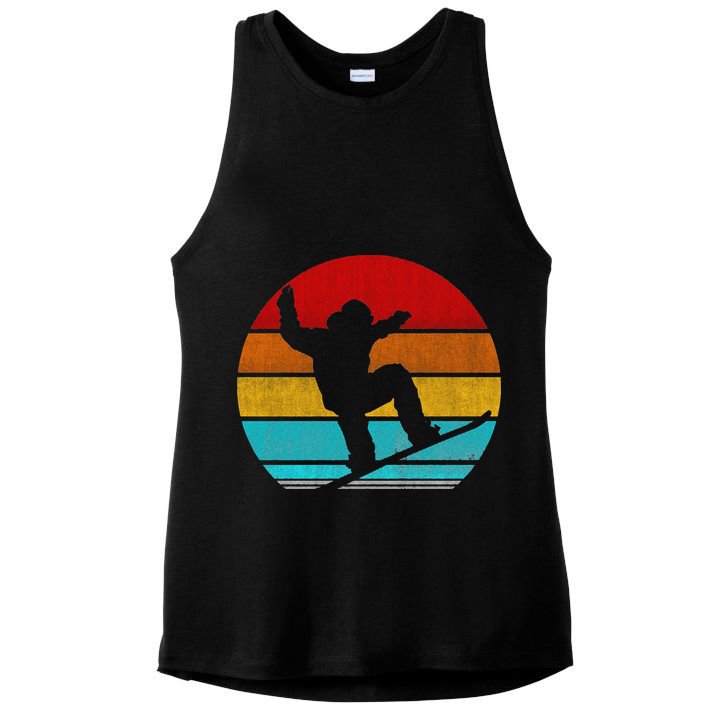 Funny Retro Vintage Snowboarding Ladies PosiCharge Tri-Blend Wicking Tank