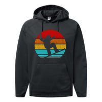 Funny Retro Vintage Snowboarding Performance Fleece Hoodie