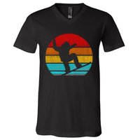 Funny Retro Vintage Snowboarding V-Neck T-Shirt