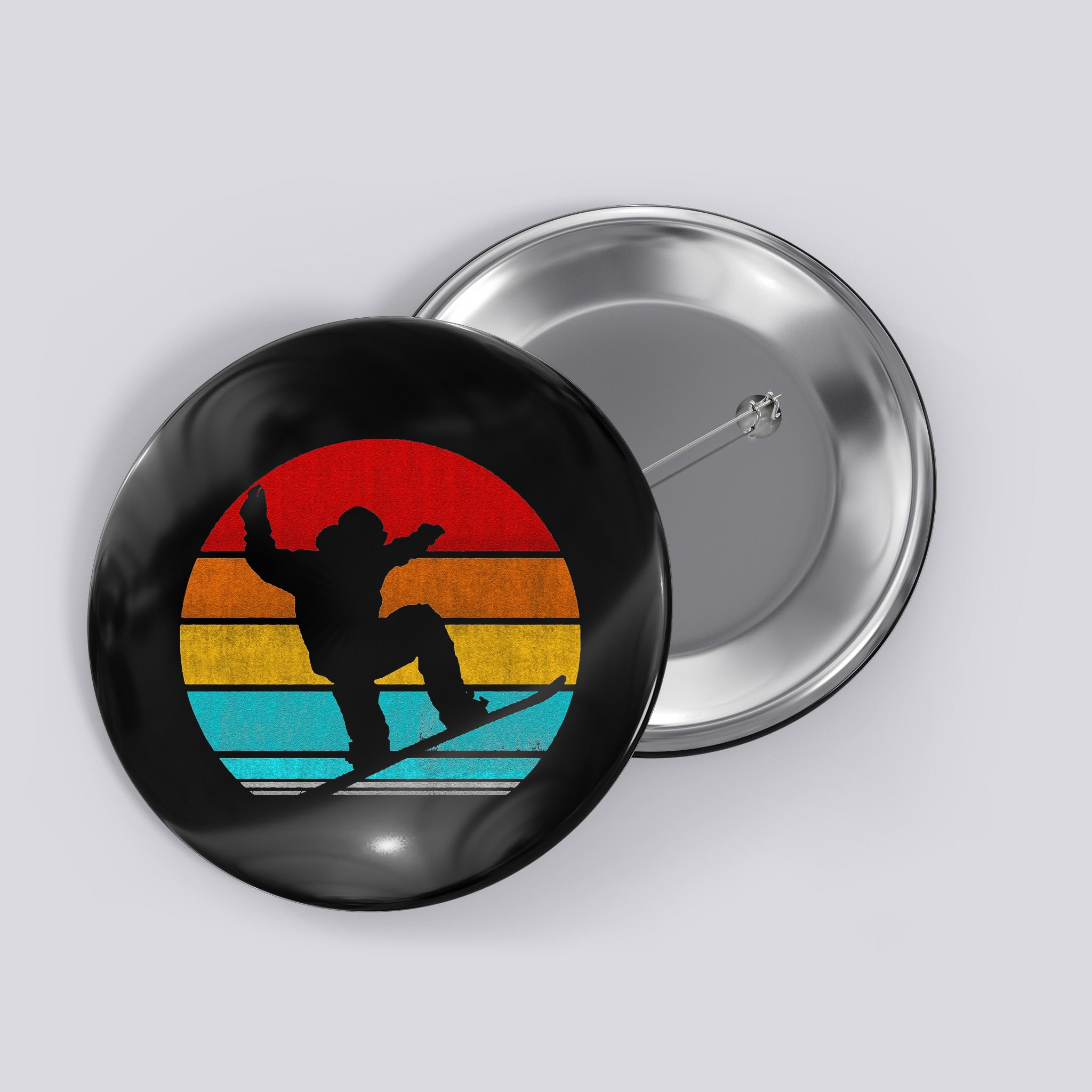 Funny Retro Vintage Snowboarding Button