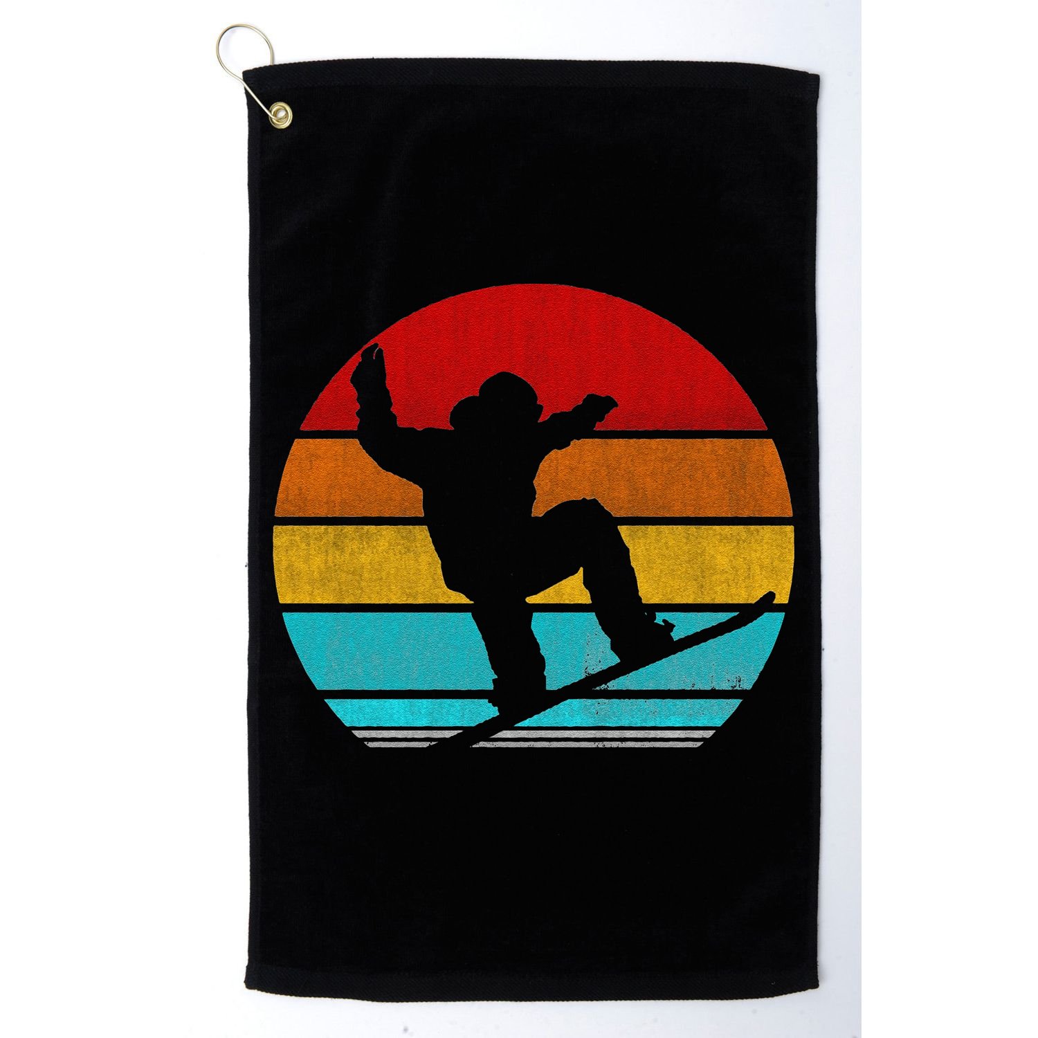 Funny Retro Vintage Snowboarding Golf Towel