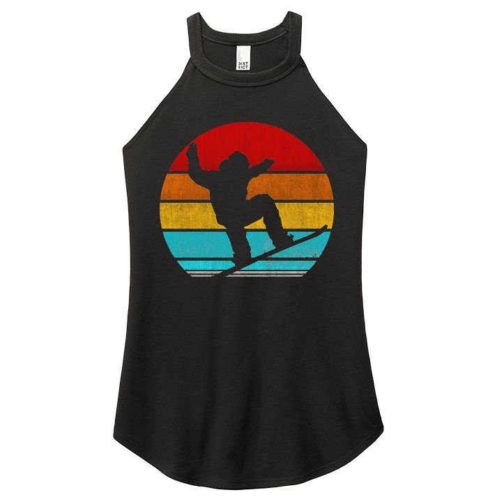 Funny Retro Vintage Snowboarding Women's Perfect Tri Rocker Tank