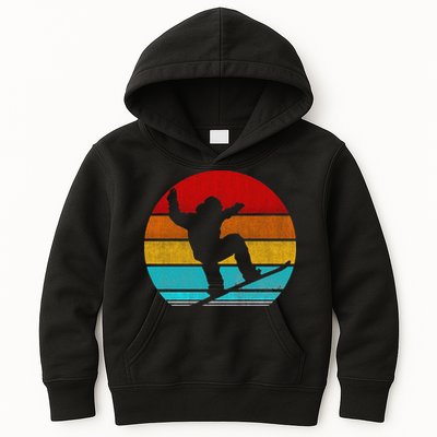 Funny Retro Vintage Snowboarding Kids Hoodie