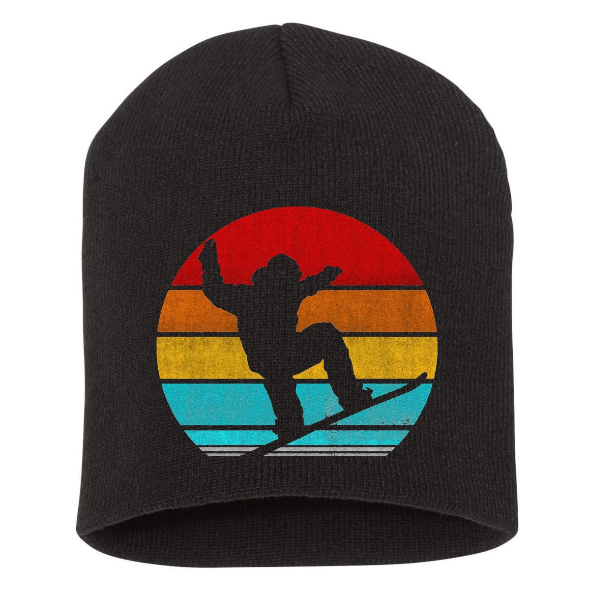 Funny Retro Vintage Snowboarding Short Acrylic Beanie
