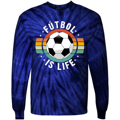 Funny Retro Vintage Football Lover, Futbol Is Life Soccer Tie-Dye Long Sleeve Shirt