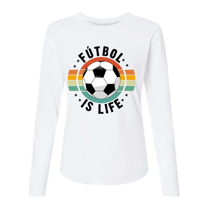 Funny Retro Vintage Football Lover, Futbol Is Life Soccer Womens Cotton Relaxed Long Sleeve T-Shirt