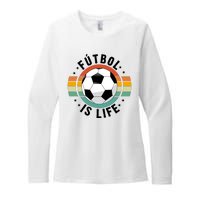 Funny Retro Vintage Football Lover, Futbol Is Life Soccer Womens CVC Long Sleeve Shirt