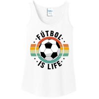 Funny Retro Vintage Football Lover, Futbol Is Life Soccer Ladies Essential Tank