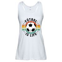 Funny Retro Vintage Football Lover, Futbol Is Life Soccer Ladies Essential Flowy Tank