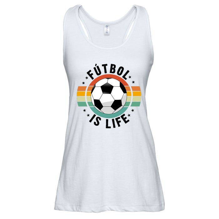 Funny Retro Vintage Football Lover, Futbol Is Life Soccer Ladies Essential Flowy Tank