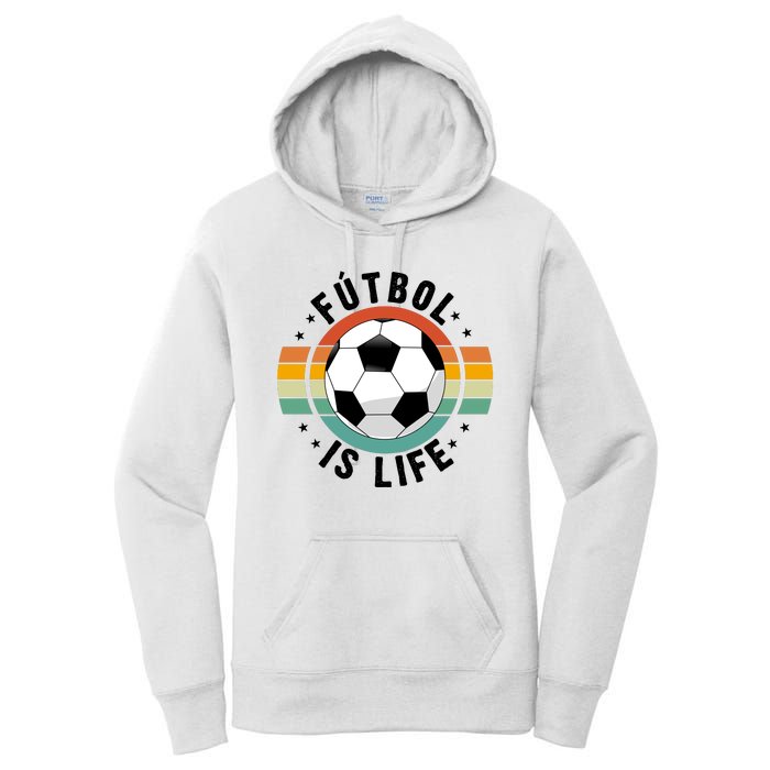 Funny Retro Vintage Football Lover, Futbol Is Life Soccer Women's Pullover Hoodie