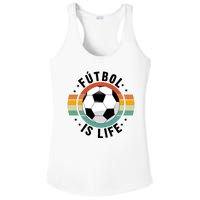 Funny Retro Vintage Football Lover, Futbol Is Life Soccer Ladies PosiCharge Competitor Racerback Tank