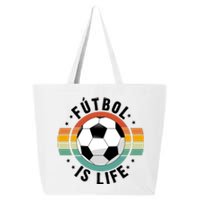 Funny Retro Vintage Football Lover, Futbol Is Life Soccer 25L Jumbo Tote