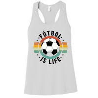 Funny Retro Vintage Football Lover, Futbol Is Life Soccer Women's Racerback Tank