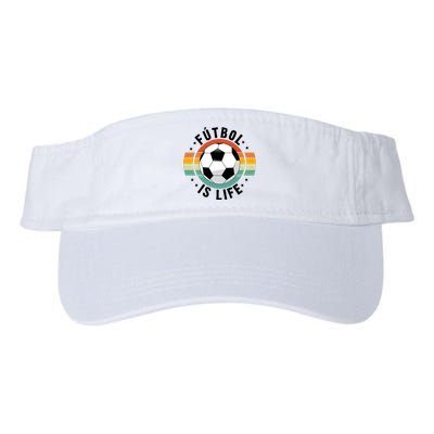 Funny Retro Vintage Football Lover, Futbol Is Life Soccer Valucap Bio-Washed Visor