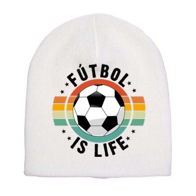 Funny Retro Vintage Football Lover, Futbol Is Life Soccer Short Acrylic Beanie