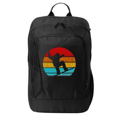 Funny Retro Vintage Snowboarding City Backpack