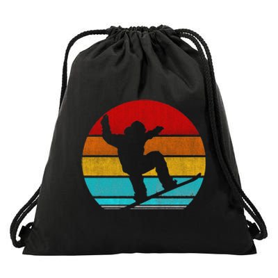 Funny Retro Vintage Snowboarding Drawstring Bag