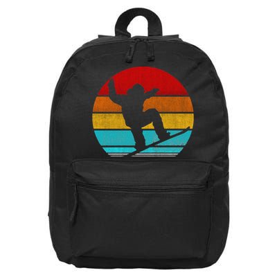 Funny Retro Vintage Snowboarding 16 in Basic Backpack