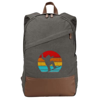 Funny Retro Vintage Snowboarding Cotton Canvas Backpack