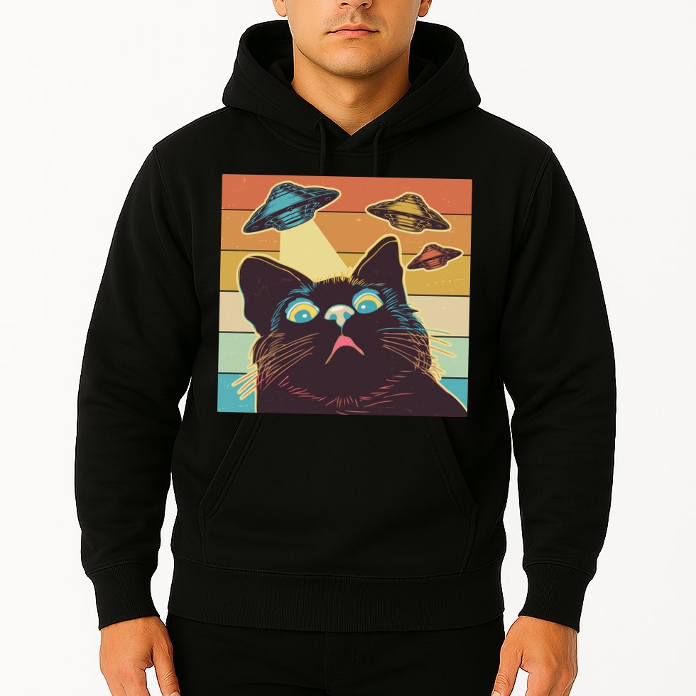 Funny Retro Vintage UFO Cat Hoodie