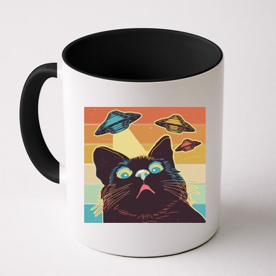 Funny Retro Vintage UFO Cat Mug