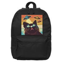 Funny Retro Vintage UFO Cat 16 in Basic Backpack