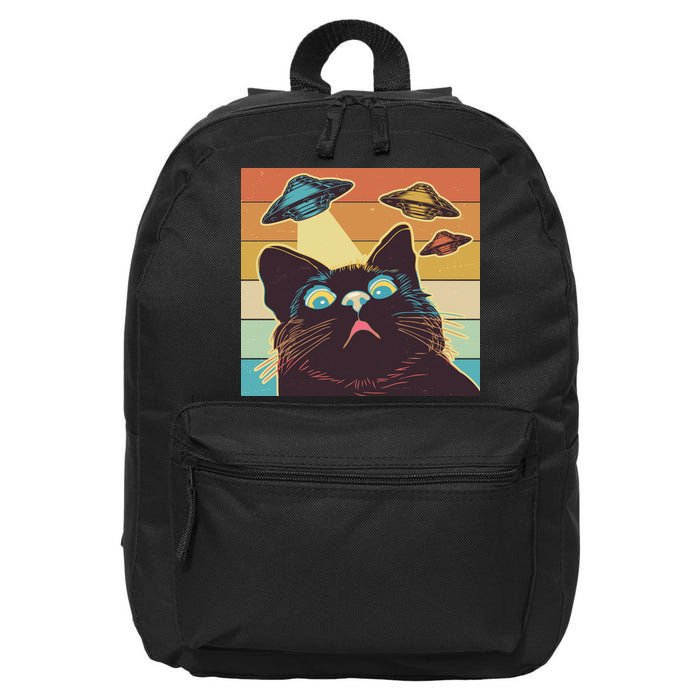 Funny Retro Vintage UFO Cat 16 in Basic Backpack