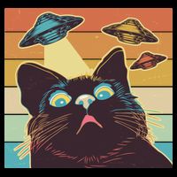 Funny Retro Vintage UFO Cat 16 in Basic Backpack