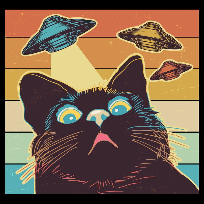Funny Retro Vintage UFO Cat 16 in Basic Backpack